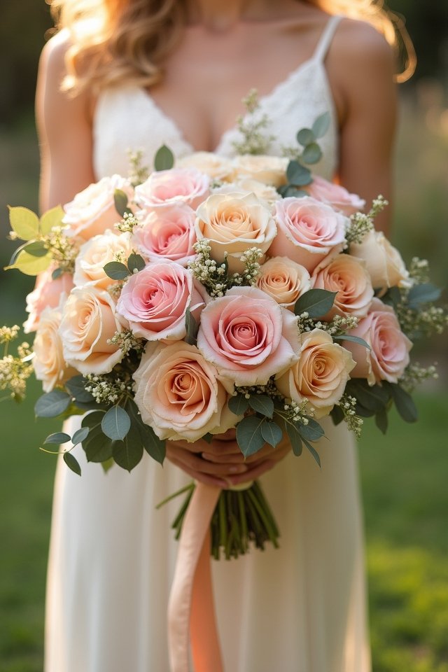 blush pink and champagne roses
