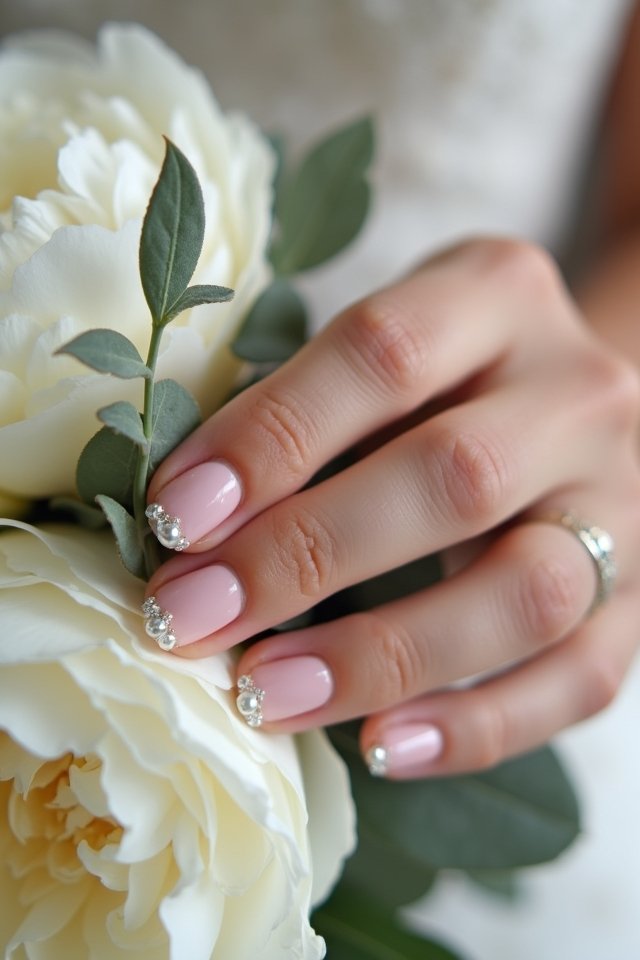 blush pink pearl nails