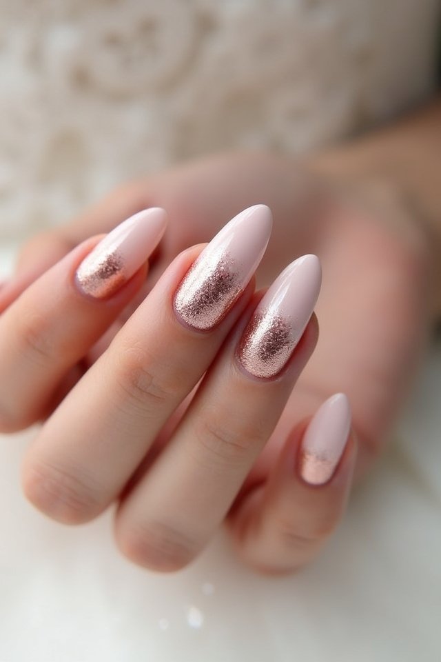 blush rose gold ombre nails