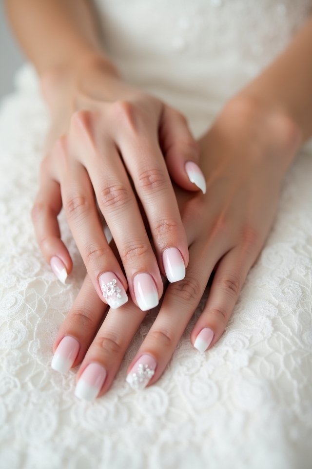 blush white ombre nails