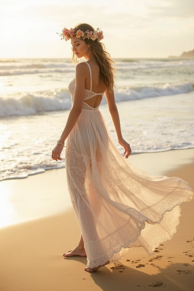 bohemian beach wedding attire