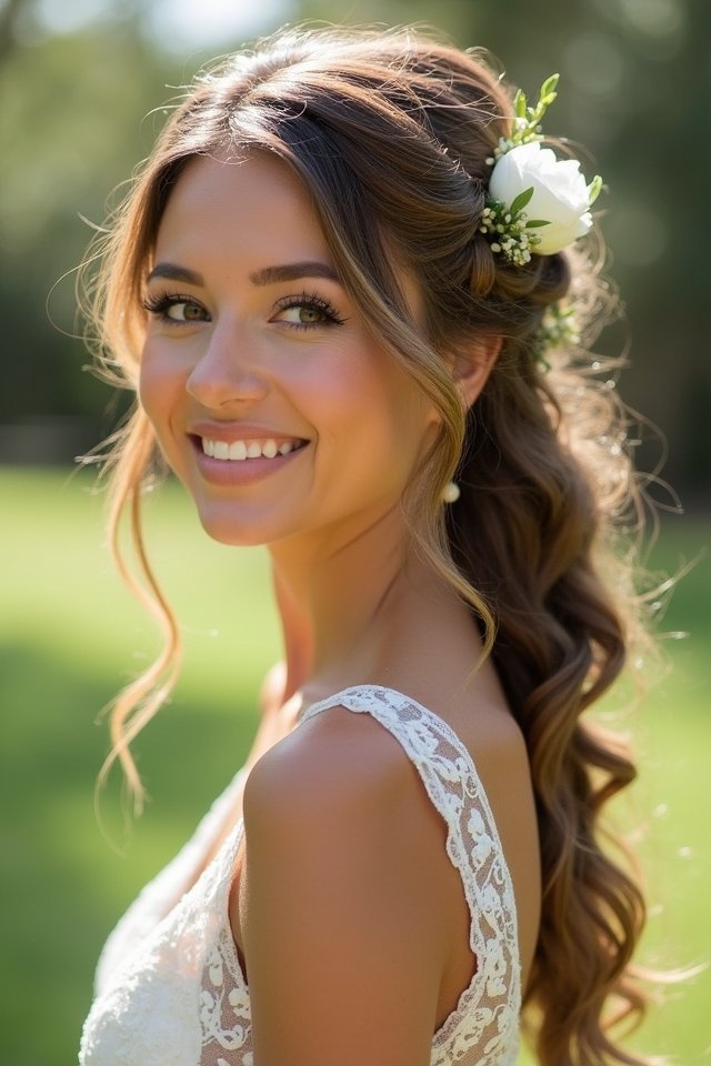 bohemian braid with flowers