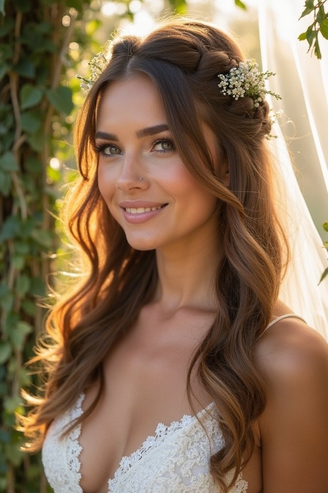 bohemian braided wedding hairstyle