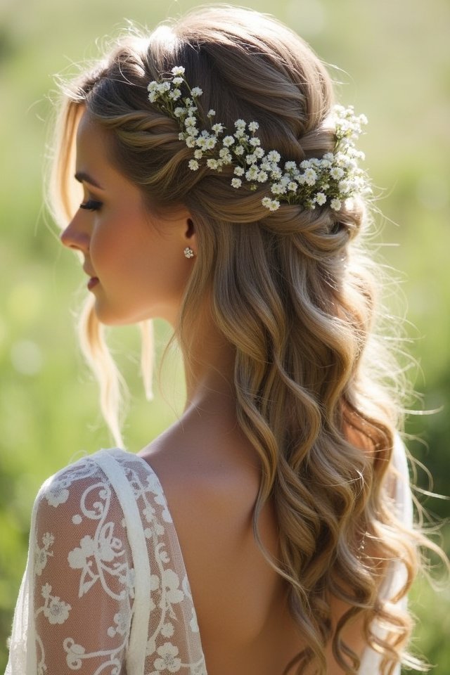 bohemian braided wedding hairstyle