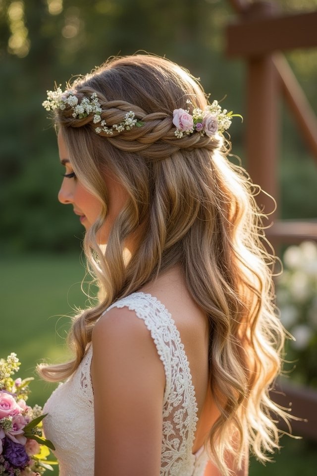 bohemian braided wedding hairstyle