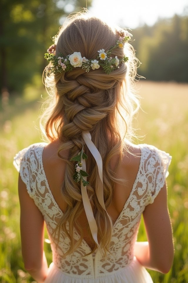 bohemian braids with ribbons