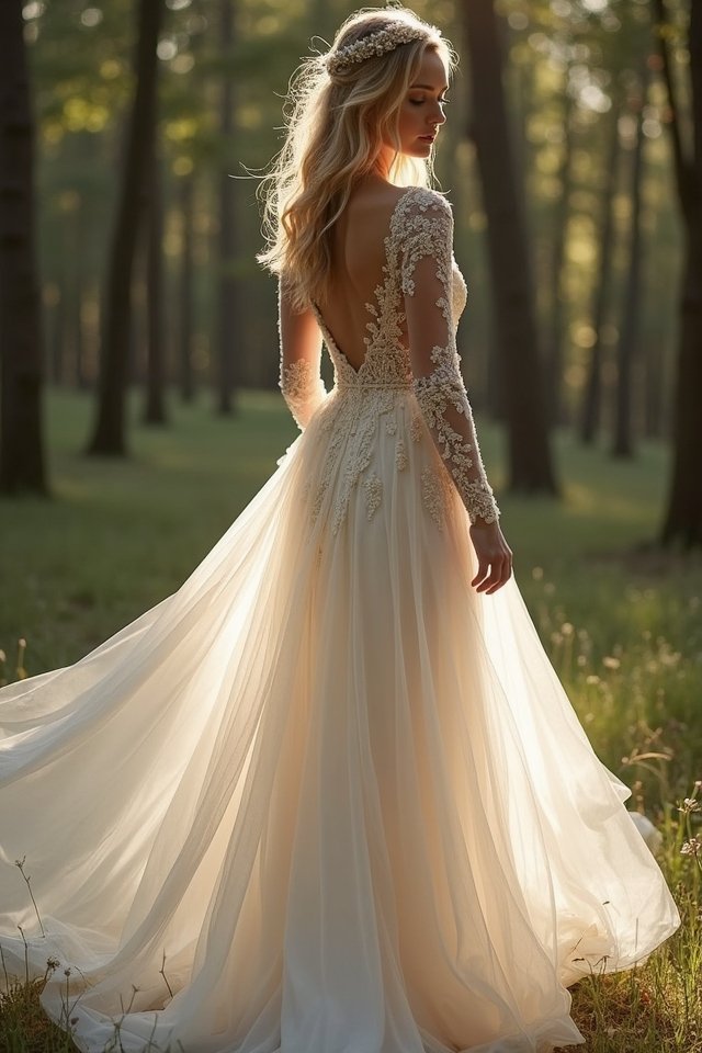 bohemian chic illusion gown elegance