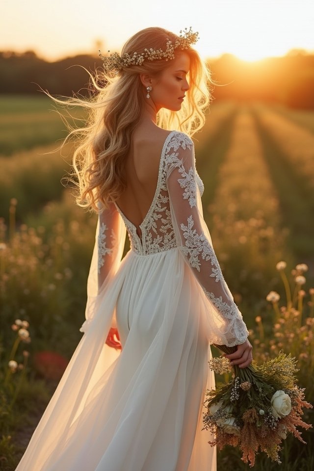 bohemian chiffon gown elegance