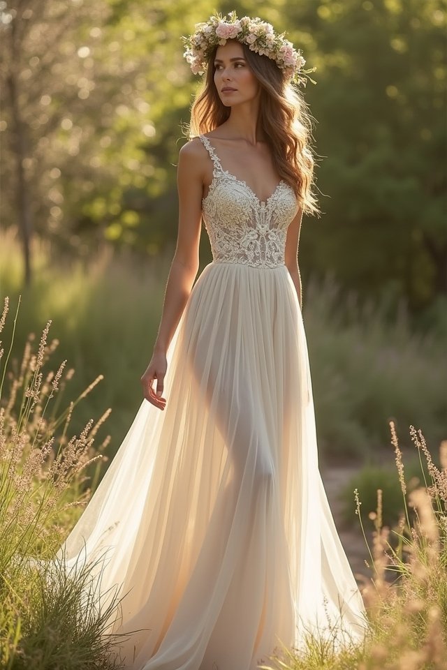 bohemian corseted wedding dresses