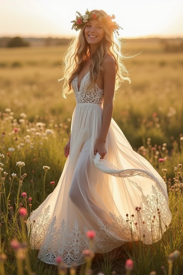 bohemian crochet maxi dress