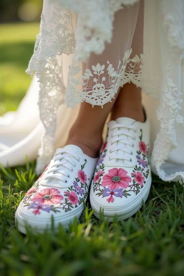bohemian floral embroidered sneakers