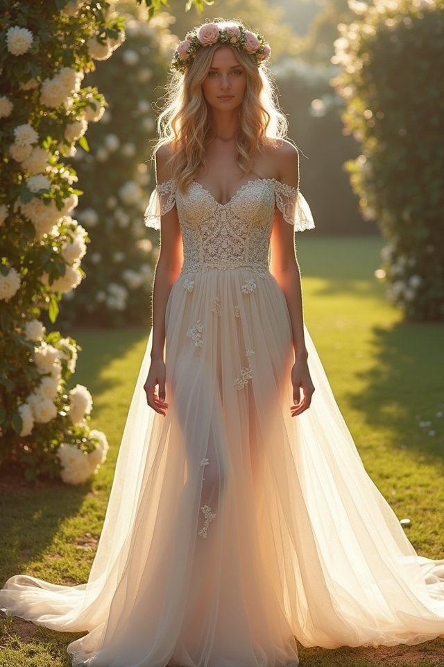 bohemian floral tulle dress