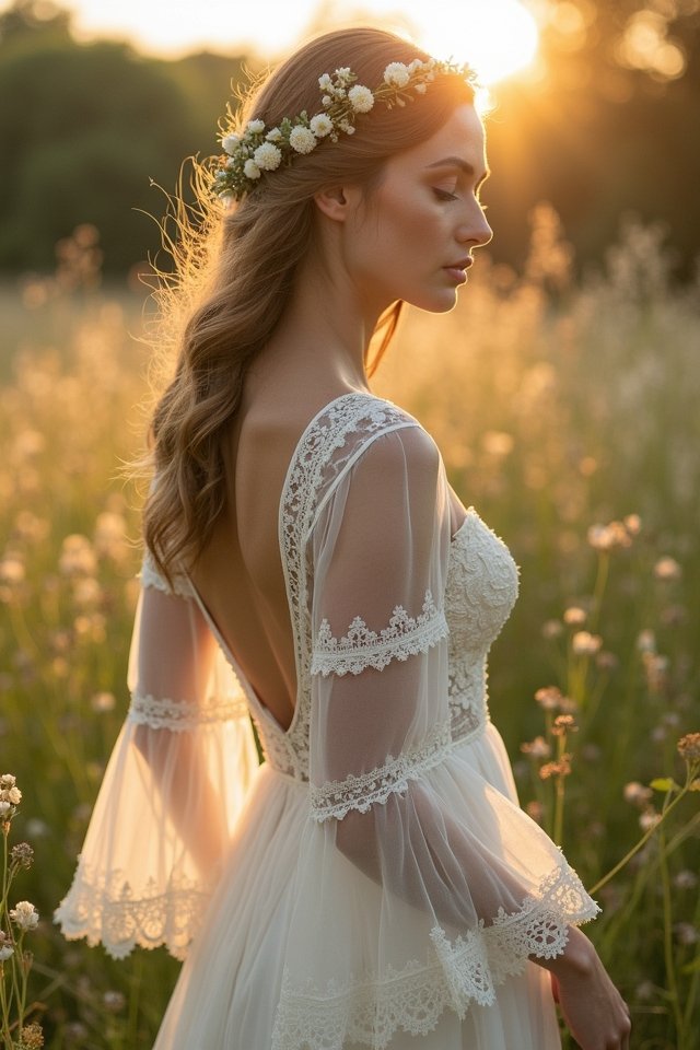 bohemian flowing chiffon dress