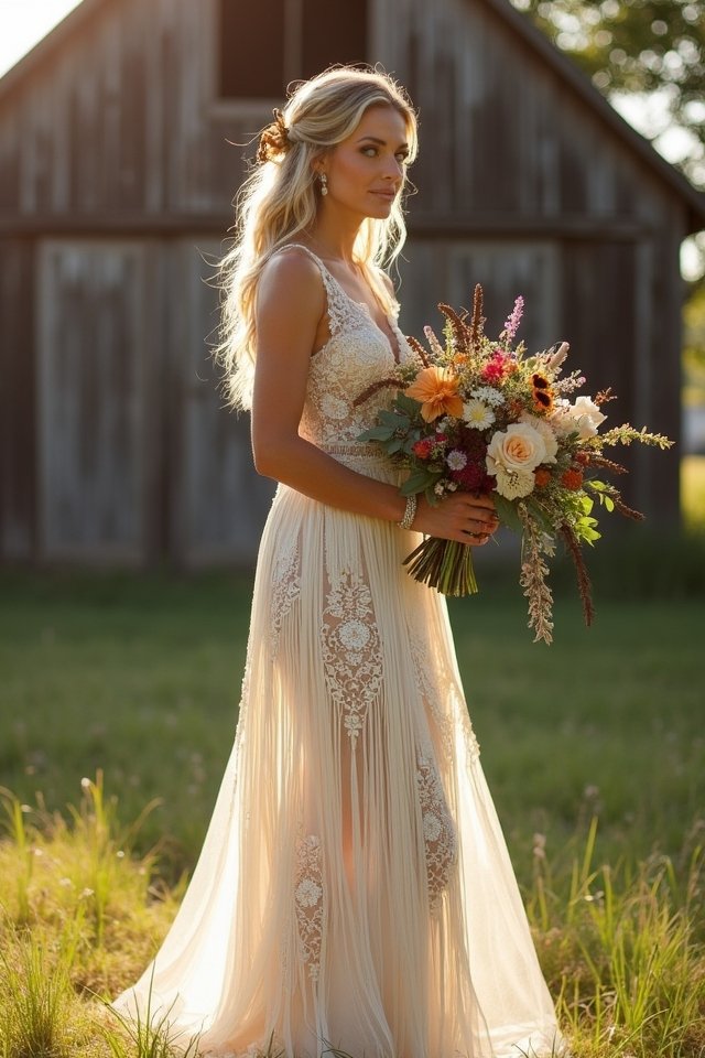 bohemian fringe wedding style