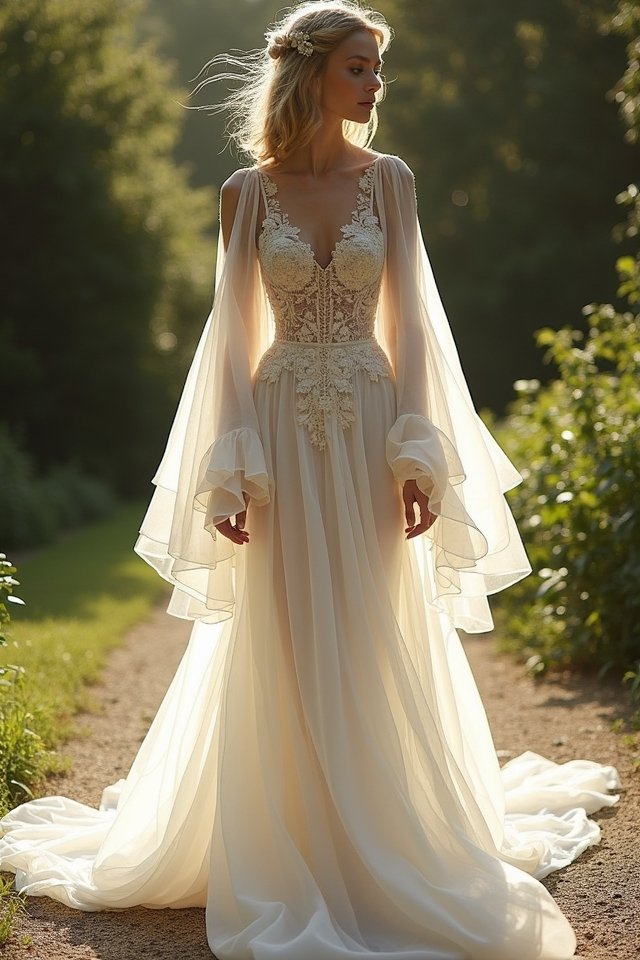 bohemian gown with accessories