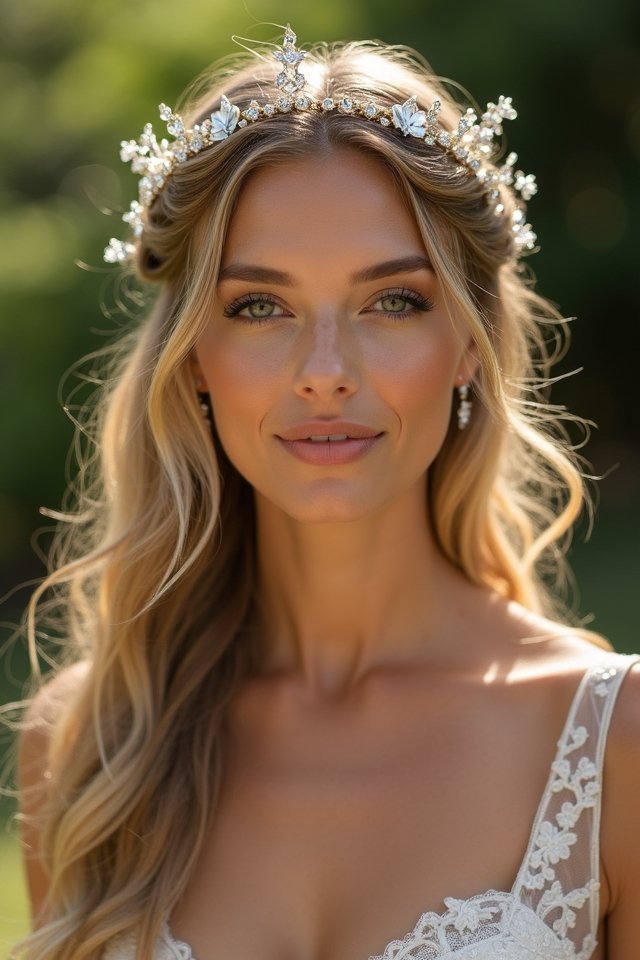 bohemian half up hairstyle gems