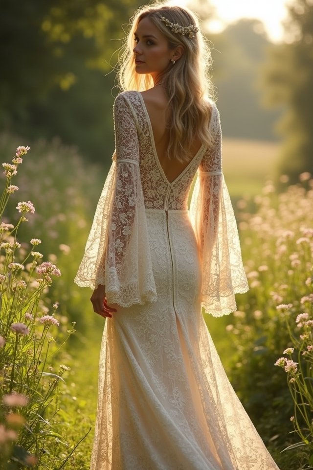 bohemian lace gown elegance