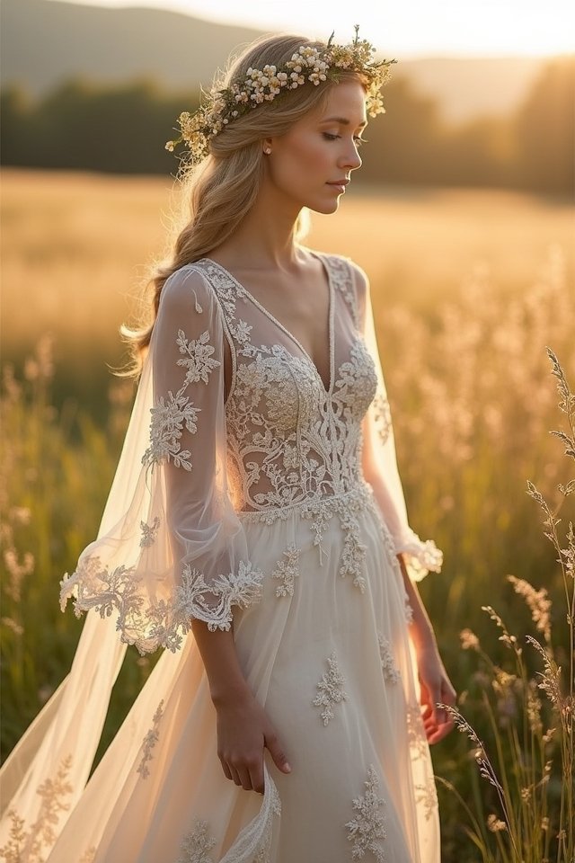 bohemian lace gown elegance