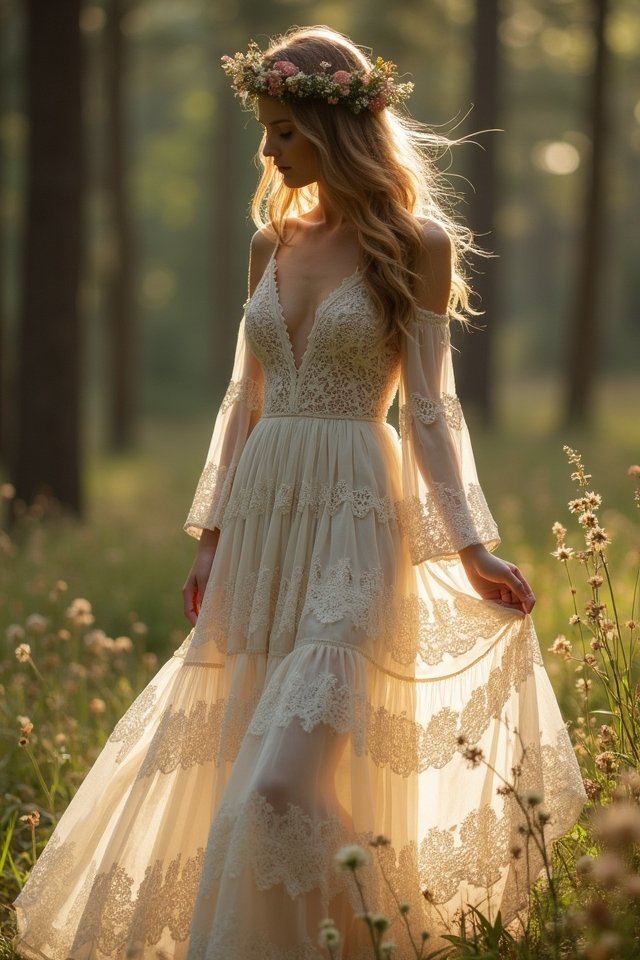 bohemian lace maxi dress