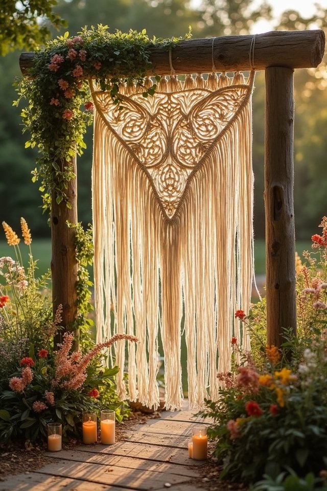 bohemian macrame altar decor