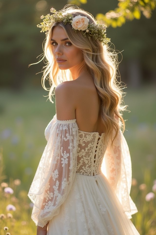 bohemian off shoulder elegance