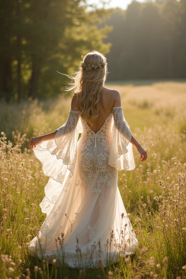 bohemian off shoulder gown elegance