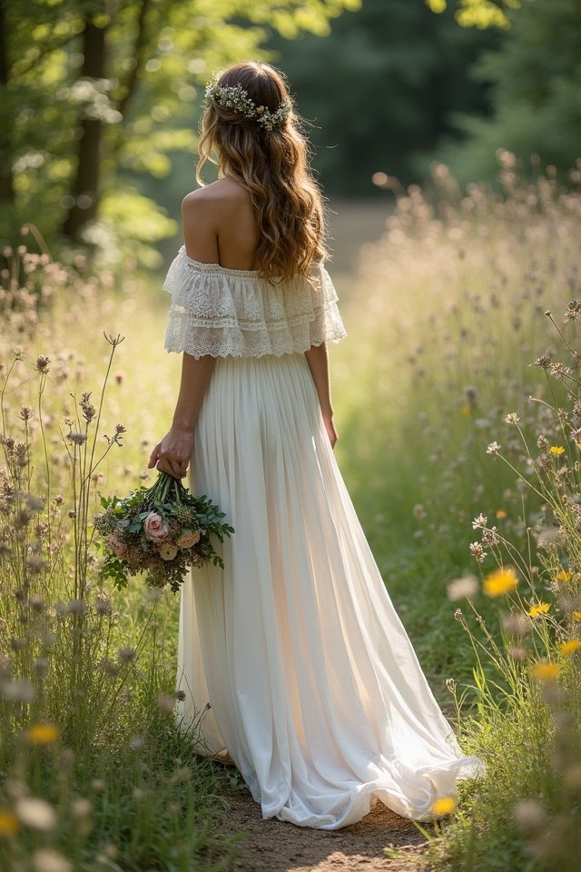 bohemian off the shoulder elegance