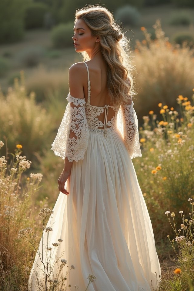 bohemian romantic lace gown