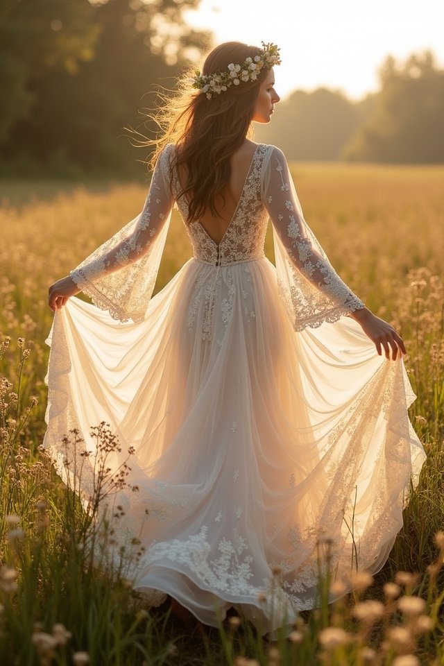 bohemian romantic wedding dress