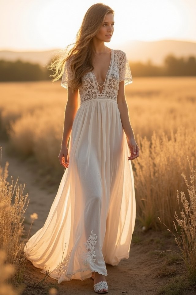 bohemian sheer maxi dress