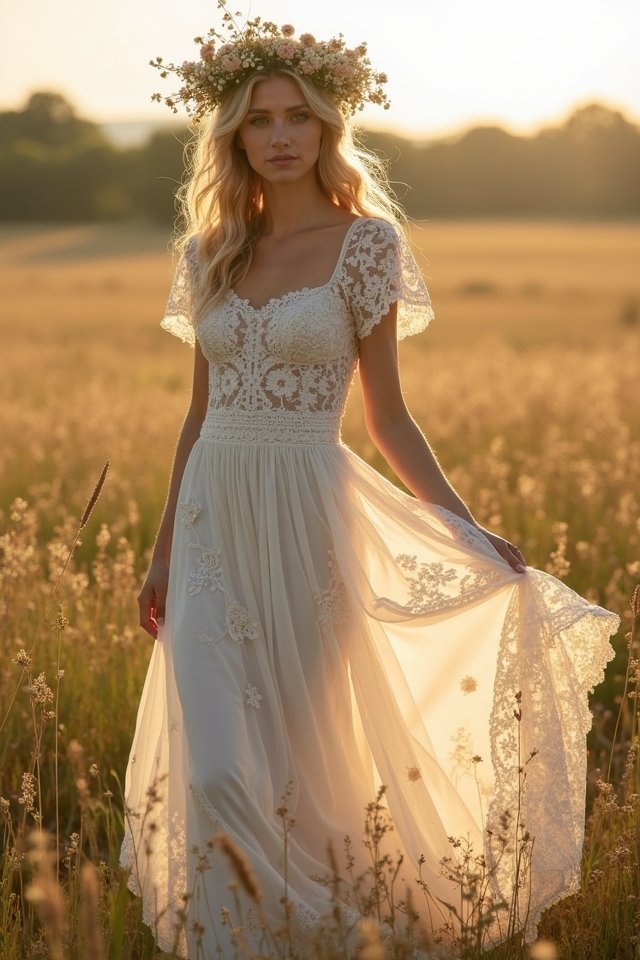 bohemian square neck elegance