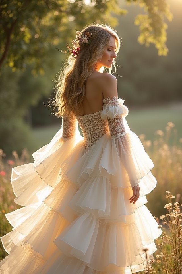 bohemian tiered tulle elegance