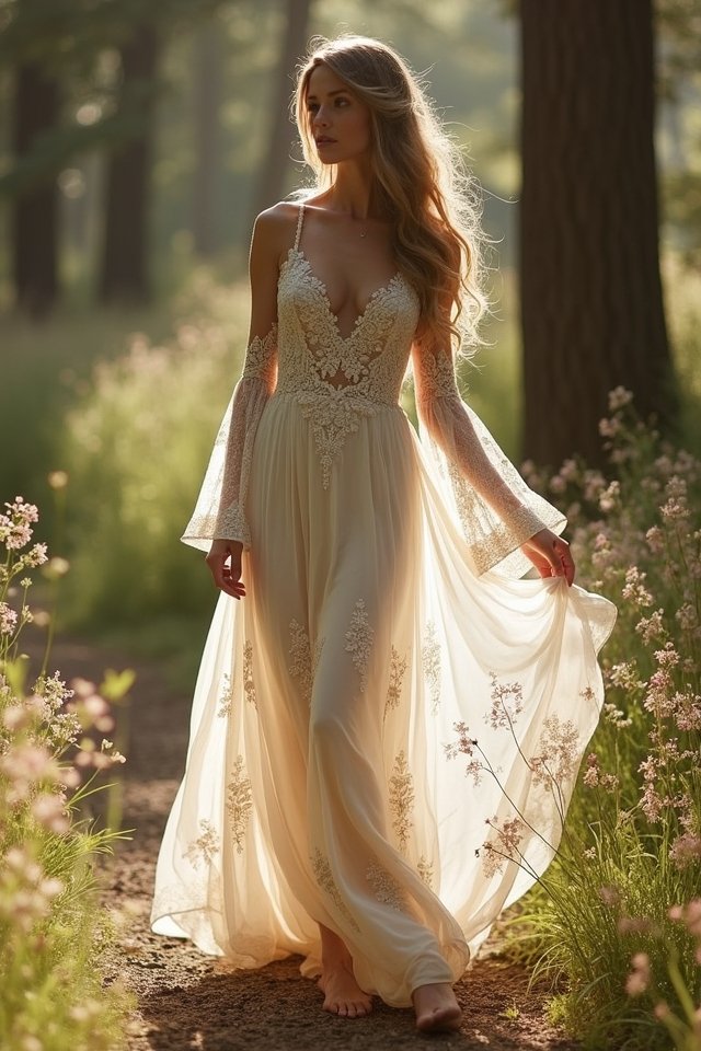 bohemian wedding bell sleeves