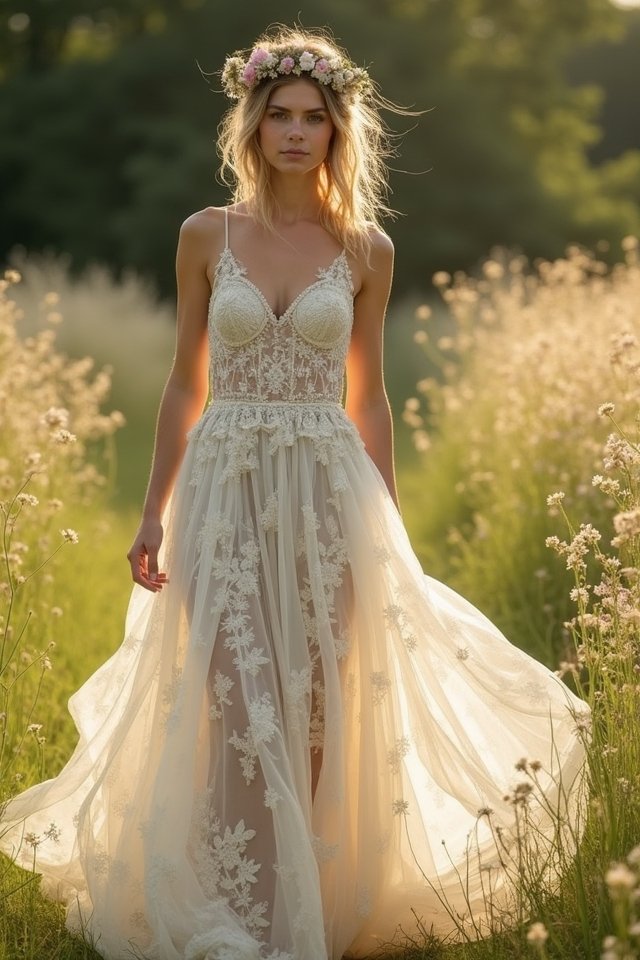 bohemian wedding dress elegance