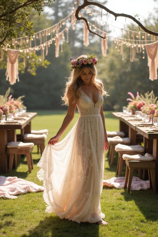 bohemian wedding under stars