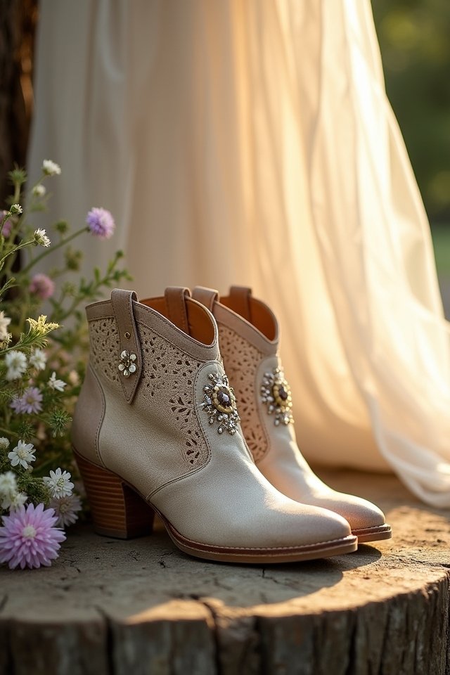 boho bridal ankle booties