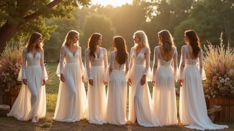 boho full sleeve wedding dresses