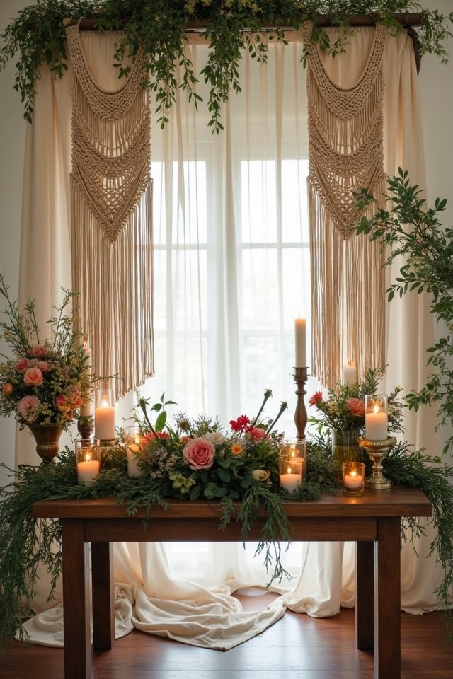boho macram wedding altar