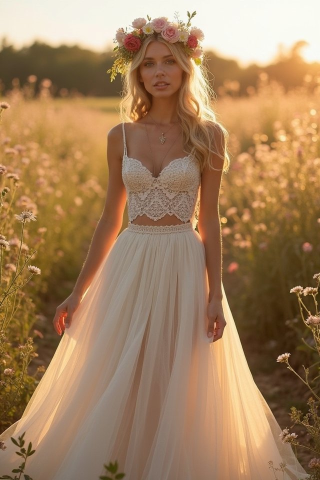 boho two piece dress style