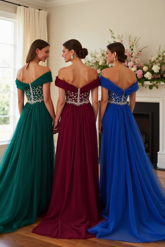 bold elegant off shoulder gowns