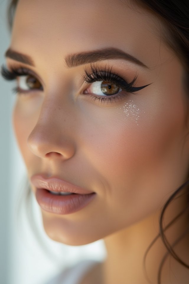 bold eyeliner soft lips