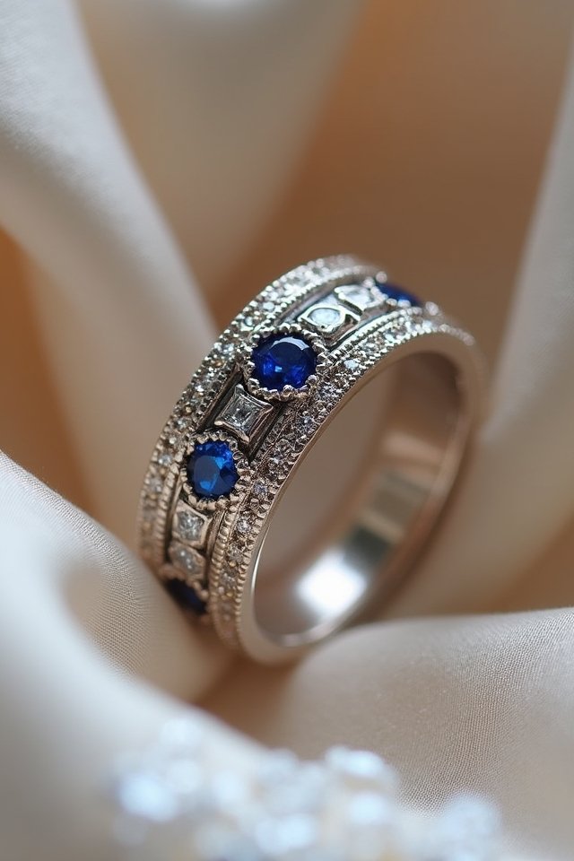 bold geometric sapphire ring
