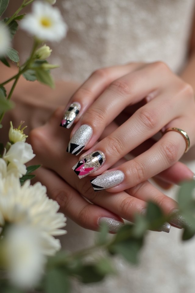 bold geometric wedding nails