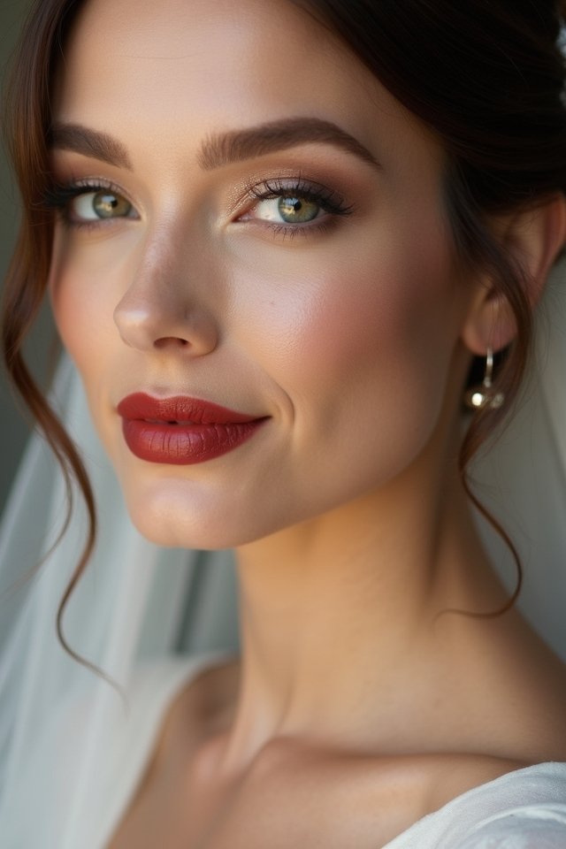 bold lips minimalist eyes