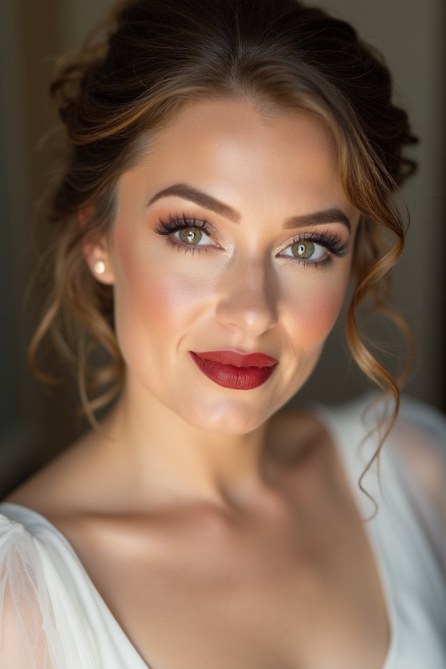 bold lips soft eyes