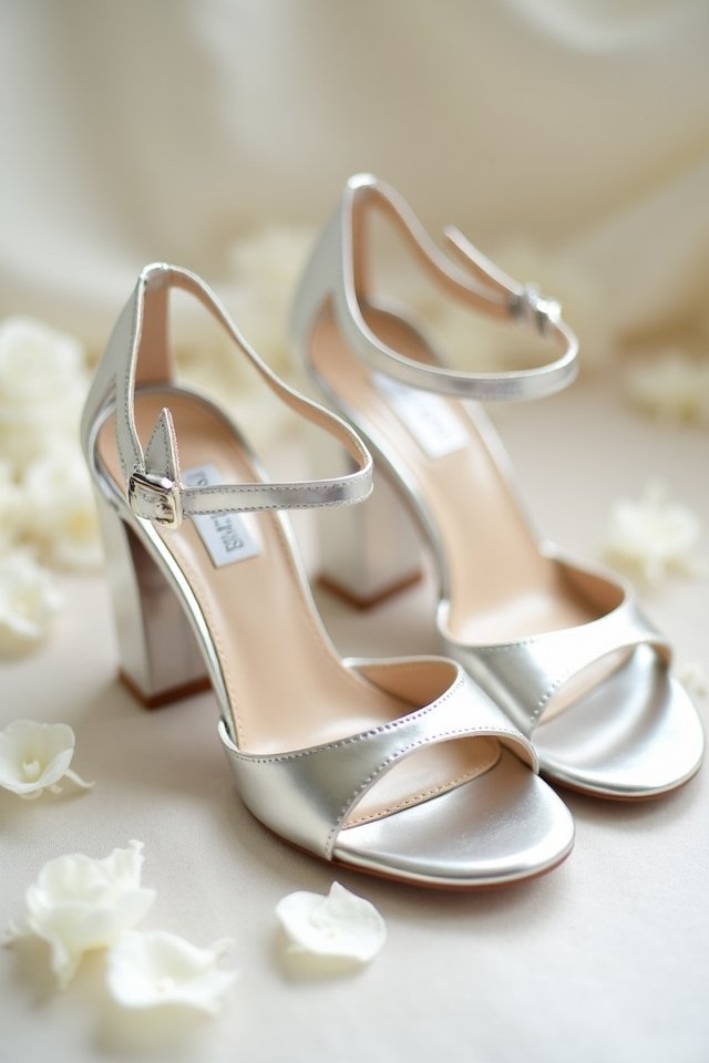 bold metallic bridal heels