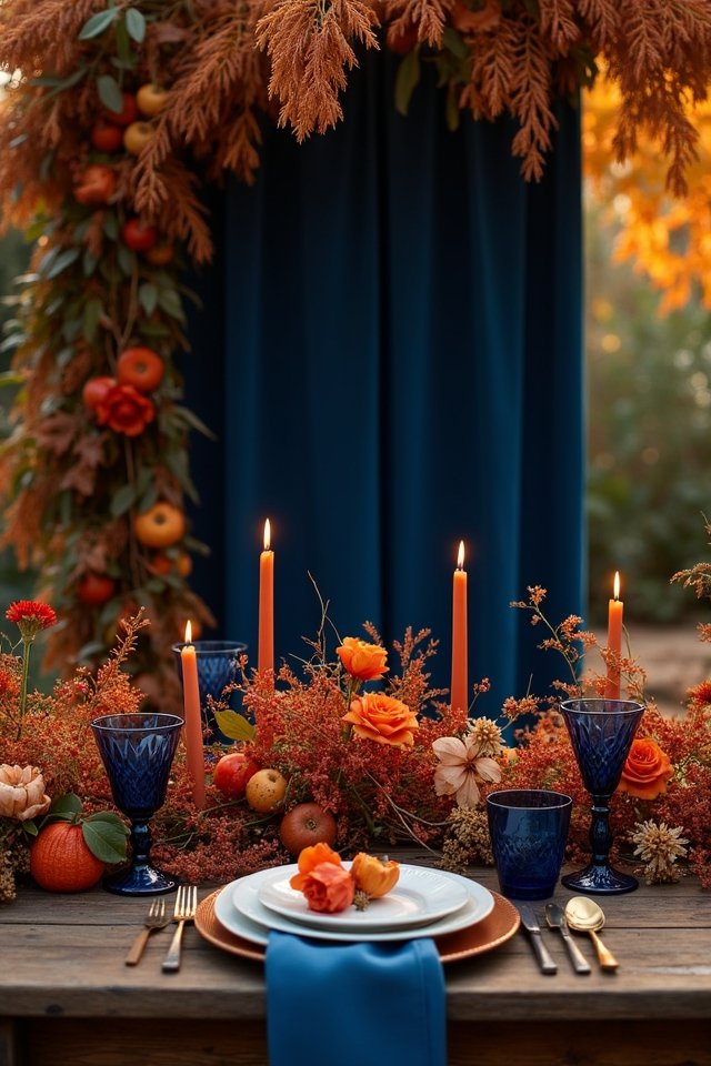 bold navy and rust wedding
