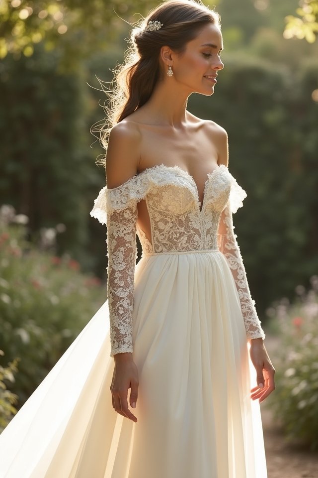 bold off shoulder wedding elegance