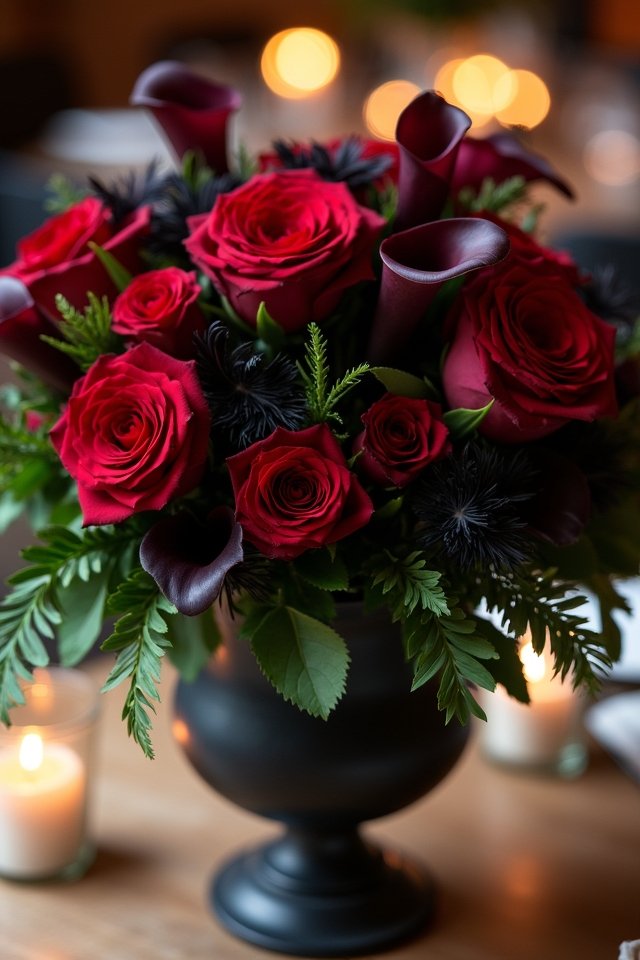 bold red and black florals