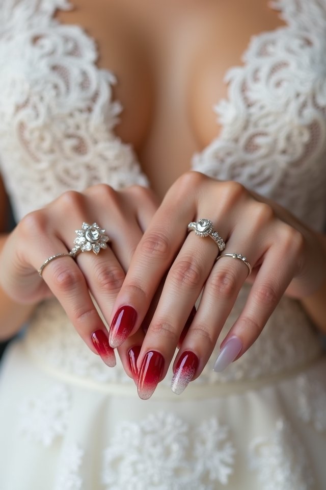 bold red ombre nails